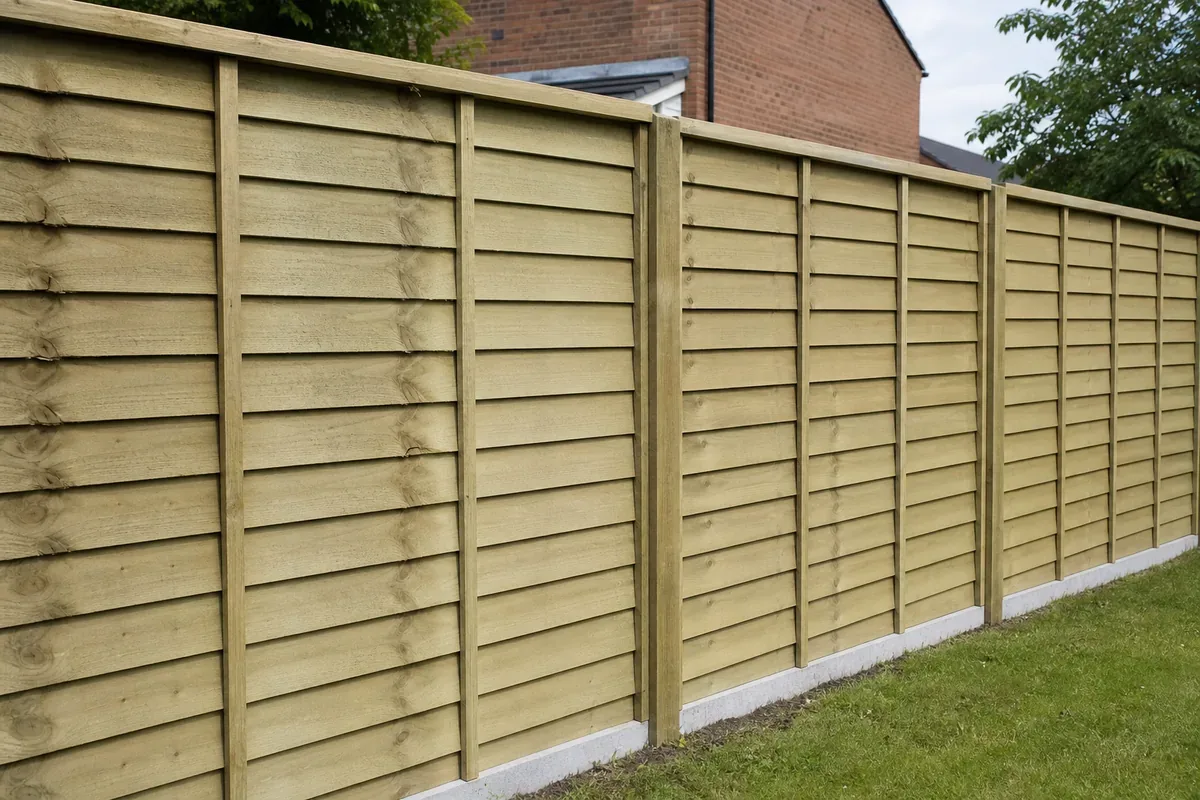 Feather edge timber fencing in a Leicester garden